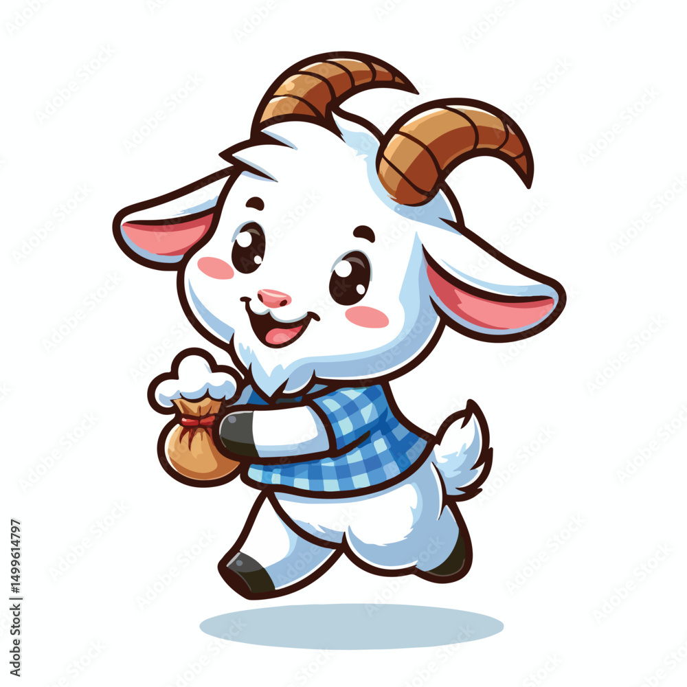 Obraz premium cute goat cartoon vector