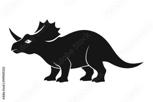 dinosaur triceratops black and white silhouette