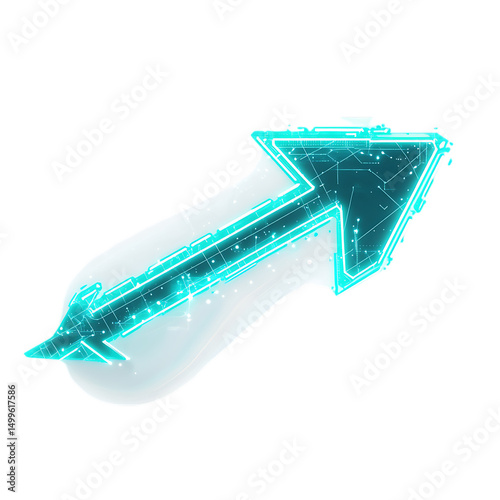 Futuristic Arrow with a Sleek Digital Structure Isolated on Transparent Background
