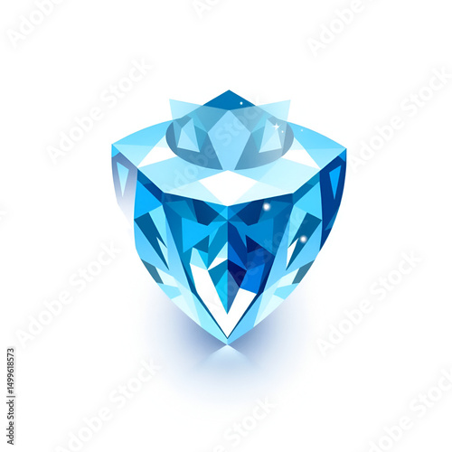 a sparkling gem vector, luxury element, 3D crystal style, blue and white, isolated on white background