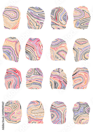 Echo Imprints - Set of 16 stylized fingerprint designs 