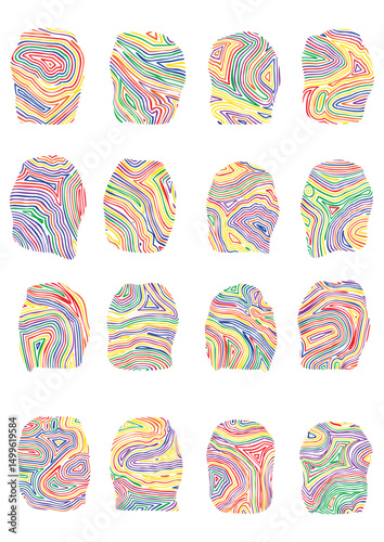 Echo Imprints - Set of 16 stylized fingerprint designs 