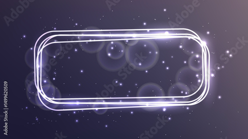 Neon rectangular frame with shining effects and sparkles