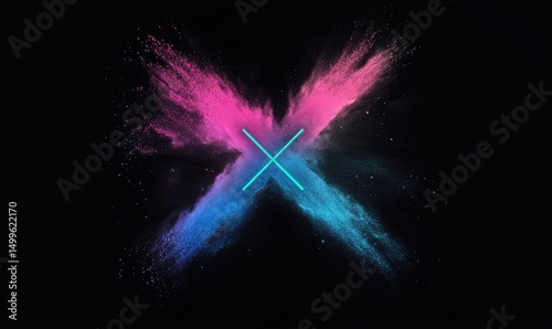 Exploding color X shape