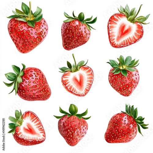 Fresh Strawberries in Various Views