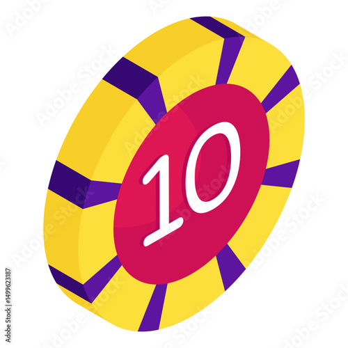 A colored design icon of casino token