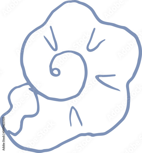 Illustration of seashell, coastal sea shell. Ammonite fossil. Summer whimsical mermaid core element, svg