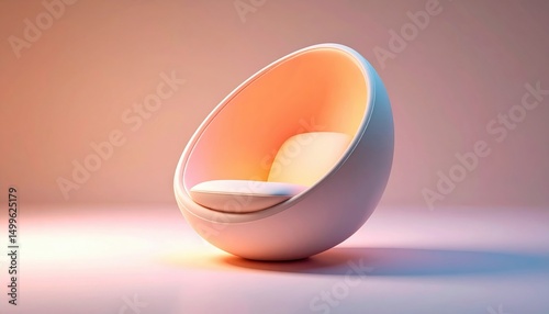 Futuristic modern egg-shaped chair with warm lighting suggesting high-end interior design, innovation and comfort trends