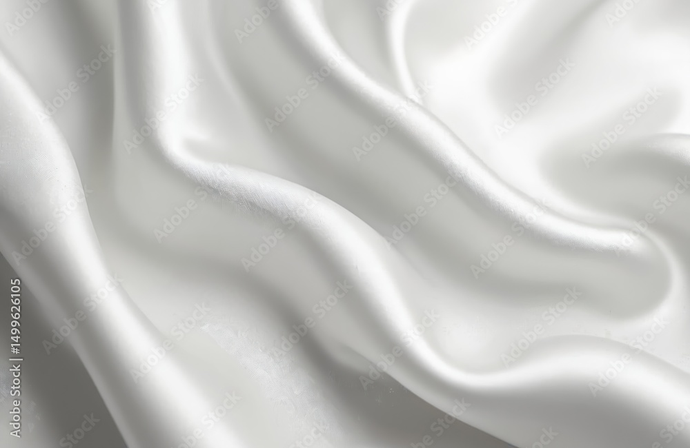 Obraz premium Elegant white satin fabric with wave lines. Light reflects, smooth curves and soft folds create a sense of luxury. Suitable for background, banner, web design or business concept.