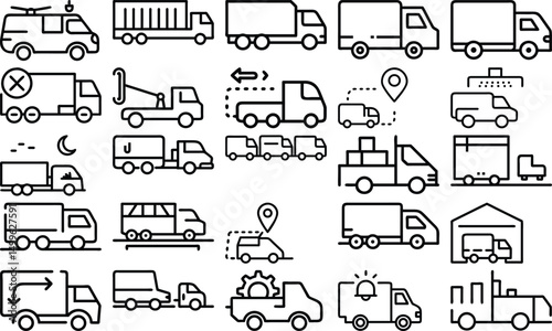 Vactor truck icon set