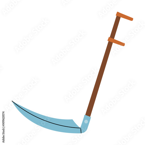 Scythe, an illustration from the isolated. cut of grass. Gardening tools. Seasonal work. item for agricultural crops. Suitable for ecology, garden, cleaning, household, packaging design, infographics