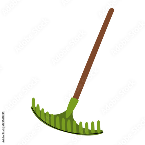 Plastic rake for hay, insulated illustration. Gardening tools. Seasonal work. An item for agricultural crops. Suitable for ecology, garden, cleaning, household, packaging design, infographics