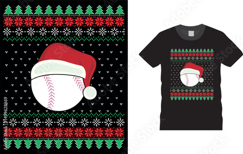 baseball lover christmas day t shirt Design.