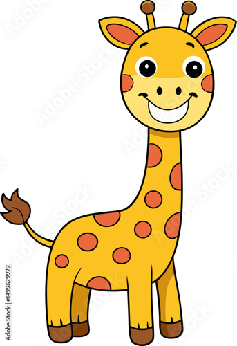Cheerful giraffe with a joyful expression and animated stance ideal for vector safari or cartoon jungle