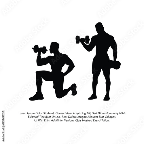 vector Silhouette of Man Exercising with Dumbbells with white background gym icon black color vector illustration design 