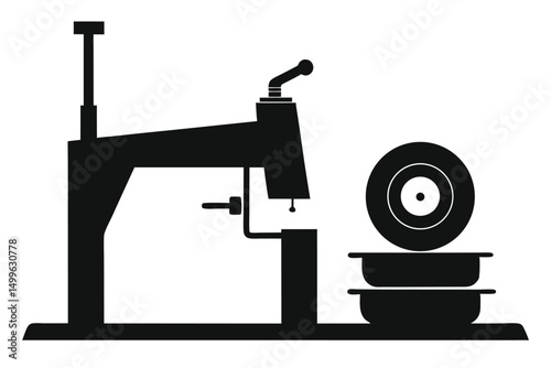 Tire changer machine silhouette vector art illustration
