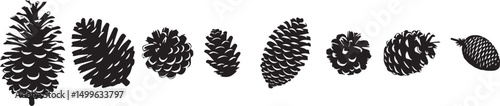 Pine Cones set  silhouette vector