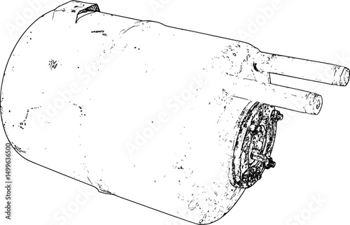 Old metal geyser line art