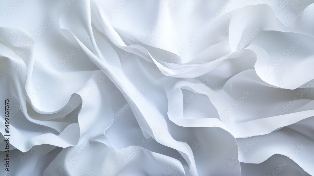 Fototapeta premium White fabric drapes in flowing folds