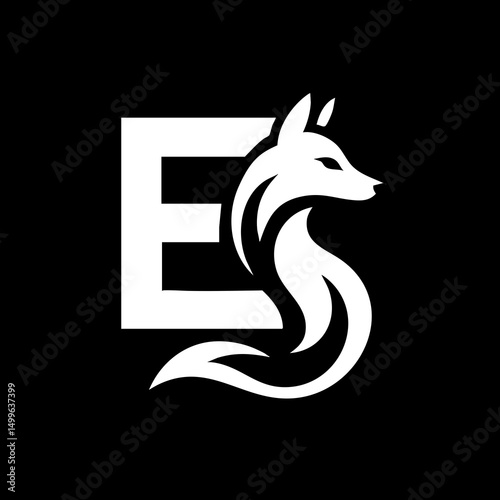 The Fox and Letter E Logo Icon Symbol Emblem