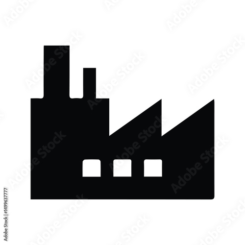 Factory Icon. Factory and Manufacturing Building Illustration. Industrial Area Symbol.