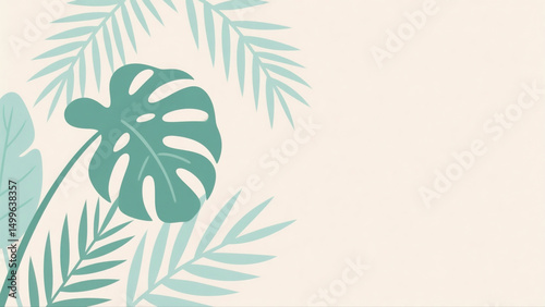 A leafy green plant with a large leafy green leaf in the center. The background is a light green color