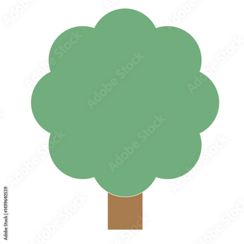 Green Wood Tree Symbol. Simple Forest or Garden Plant Greenery Silhouette Icon. 