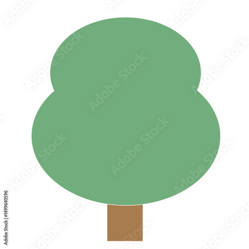 Green Wood Tree Symbol. Simple Forest or Garden Plant Greenery Silhouette Icon. 