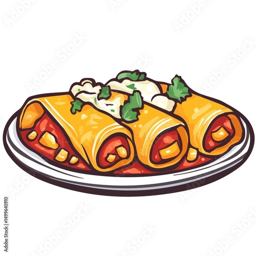 My very Simple flat 2D icon, enchilada isolated on a white background, vector, flat design, animation design, simple flat 2D icon, minimalist design, vector design, eps