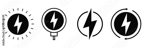 Wireless Charger Icon Set – Vector Symbols of Charging, Battery, and Power Technology