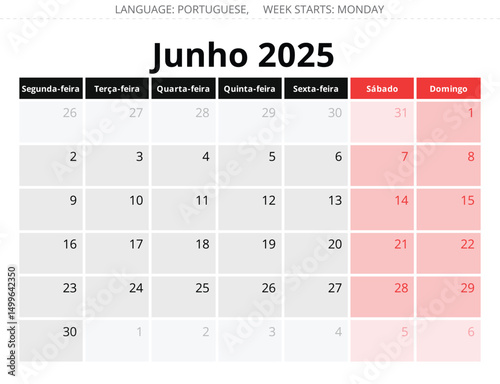 January PORTUGUESE monthly calendar for 2025 year. Vector illustration with design for Portugal