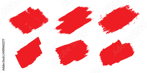 Red brush strokes grunge set. Paint brush stroke vector for red ink paint, grunge design element. 
A set of red brush strokes on a white background. Vector illustration