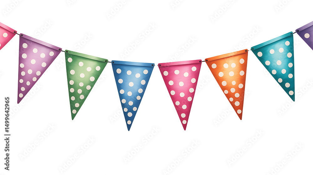 Obraz premium Polka Dot Party Bunting on Transparent Background