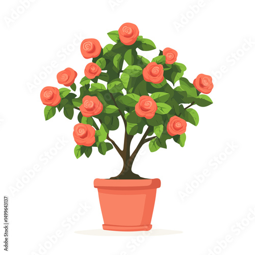 My Simple flat 2D icon rose bush isolated on transparent background, vector, flat design, animation design, simple flat 2D icon, minimalist design, clipart