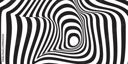 Optical Illusion Stripes Texture. Abstract Geometric Background Vector Design. Op Art Illustration.