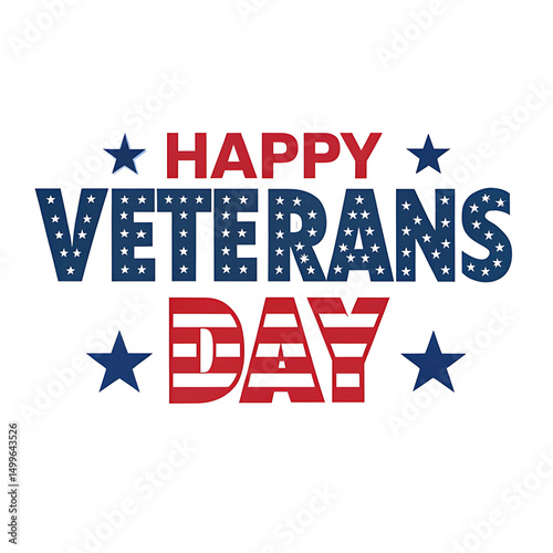 Happy Veterans Day Typography Vector Design - Patriotic USA National Holiday Illustration