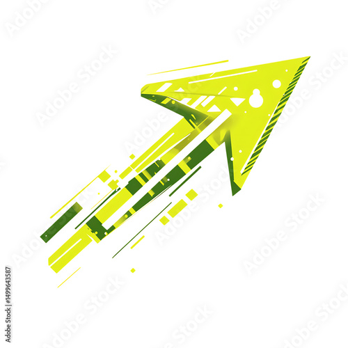 Bold Arrow with Impactful Vector Shapes in Electric Isolated on Transparent Background