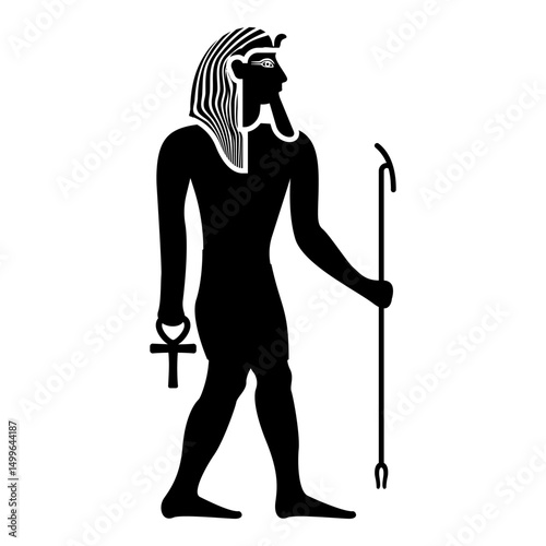 Egypt pharaoh Tutankhamen King Tut icon black color vector illustration image flat style