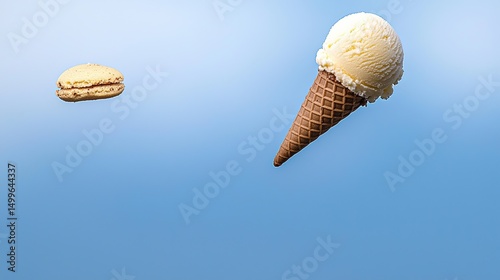 Floating Ice Cream  Macaron.
