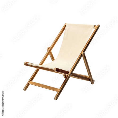 Elegant Foldable Wooden Beach Chair with a Minimalist Design Isolated on Transparent Background