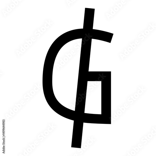 Symbol sign of Guarani Paraguay's official currency Paraguay money icon black color vector illustration image flat style