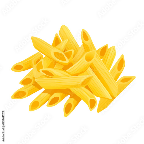 My Simple flat 2D icon penne pasta isolated on transparent background, vector, flat design, animation design, simple flat 2D icon, minimalist design, clipart