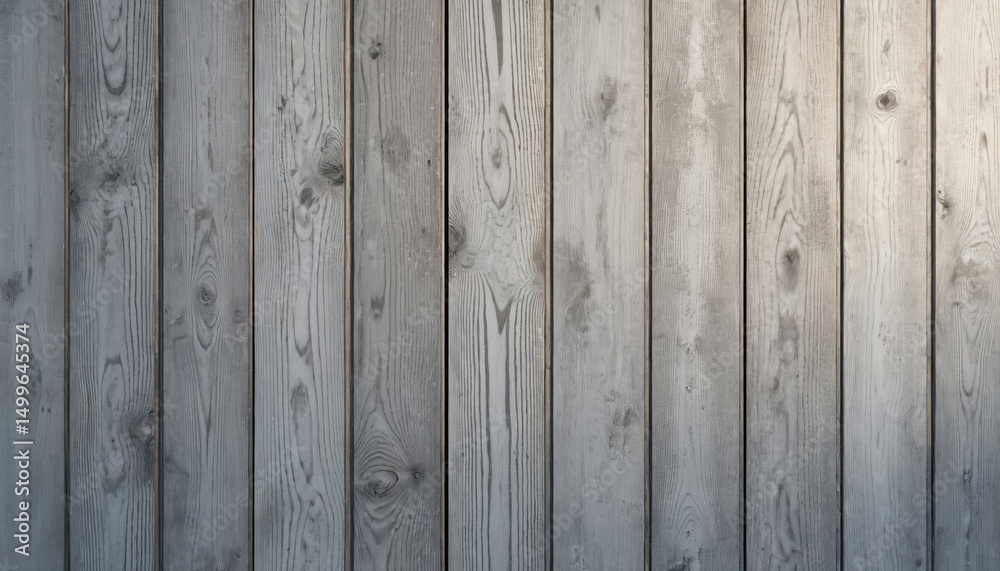 Obraz premium Vertical gray weathered wooden planks texture. Rustic wood background, timber wall surface with aged natural details. Old wooden paneling structure of barn fence exterior building design.