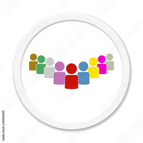 Bunte große Gruppe Symbol auf weißem Button