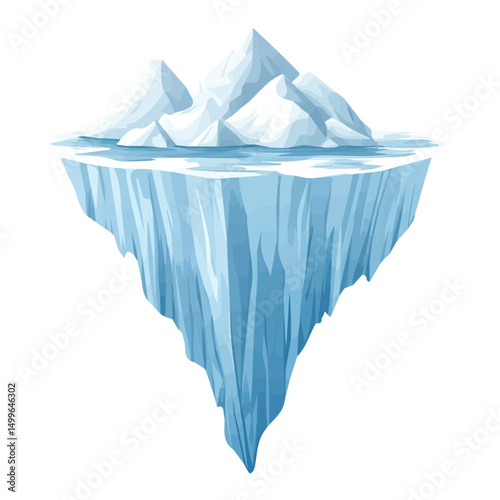 My Simple flat 2D icon iceberg floating isolated on transparent background, vector, flat design, animation design, simple flat 2D icon, minimalist design, clipart