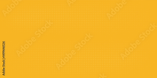 Yellow orange halftone pattern. Retro comic gradient background. Square pixilated dot cartoon texture. Pop art faded gradient pattern. Vector backdrop.