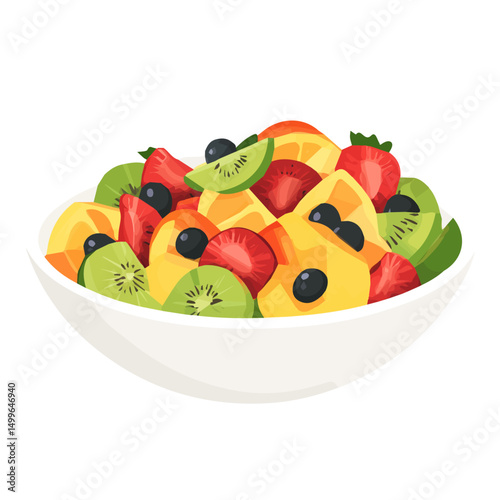My very Simple flat 2D icon, fruit salad isolated on a white background, vector, flat design, animation design, simple flat 2D icon, minimalist design, vector design, eps