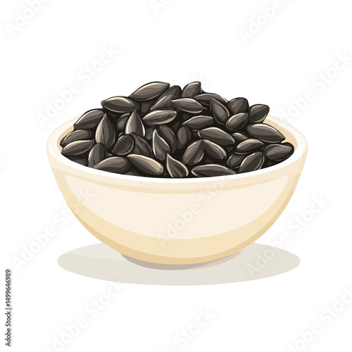 My very Simple flat 2D icon, sunflower seeds bowl isolated on a white background, vector, flat design, animation design, simple flat 2D icon, minimalist design, vector design, eps