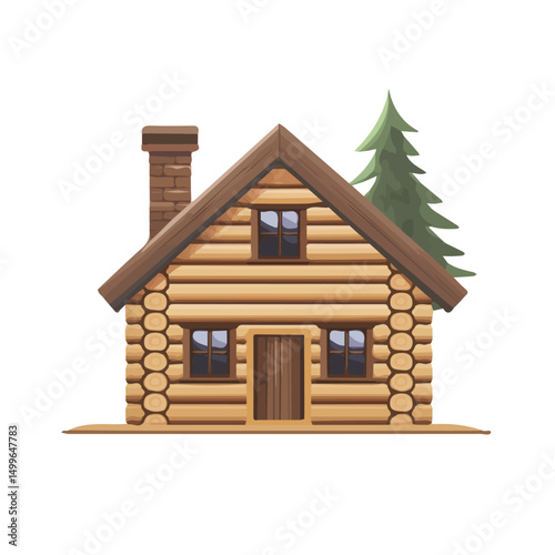 My very Simple flat 2D icon, log cabin isolated on a white background, vector, flat design, animation design, simple flat 2D icon, minimalist design, vector design, eps