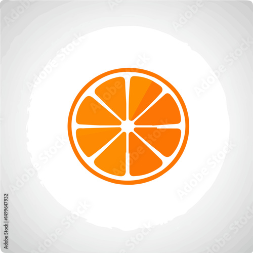 My very Simple flat 2D icon, sliced orange isolated on a white background, vector, flat design, animation design, simple flat 2D icon, minimalist design, vector design, eps